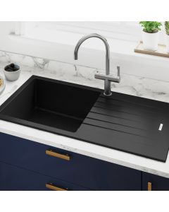 Tivoli 1 Large Bowl Inset Sink Nero