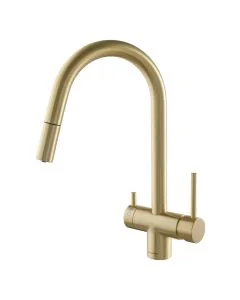 Toledo Mixer and Cold Filter Tap with Pull-Out Spray Brushed Brass
