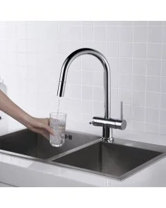 Toledo Mixer and Cold Filter Tap with Pull-Out Spray Chrome