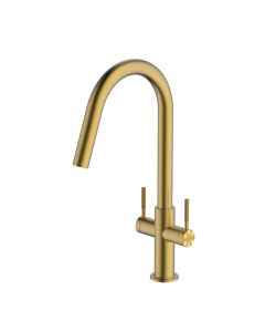 Topaz J Spout Sink Mixer Brushed Brass