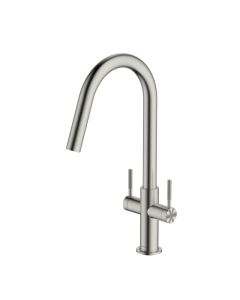 Topaz J Spout Sink Mixer Brushed Nickel