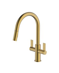 Kira Pull-Out C Spout Sink Mixer Brushed Brass