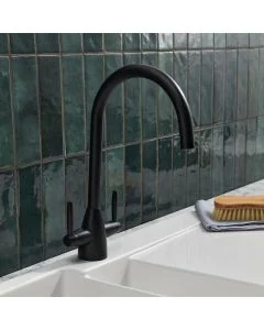 Tutti Twin Lever Mixer Tap Black Velvet