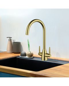 Tutti Twin Lever Mixer Tap Artisan Brass