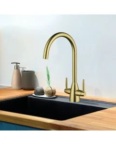 Tutti Twin Lever Mixer Tap Artisan Brass