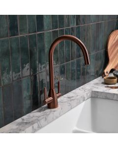 Tutti Twin Lever Mixer Tap Regency Copper