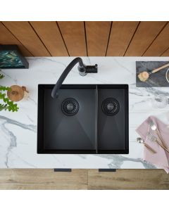 Volta PVD VL53LBL Undermount 1.5 Bowl Sink Matt Black RHSB