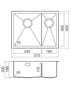 Volta PVD VL53RDBB Undermount 1.5 Bowl Sink Brass LHSB