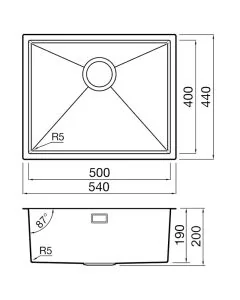 Volta VL500S Undermount 1 Bowl Sink Stainless Steel