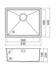 Volta PVD VL500BL Undermount 1 Bowl Sink Matt Black