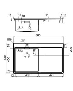 Xeron 86 1 Bowl RHD Inset Sink Stainless Steel