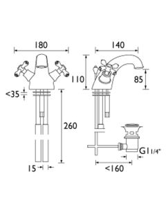 Colonial Basin Mixer with Pop-up Waste