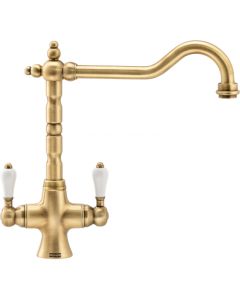 Franke Cotswold Twin Lever Sink Mixer Brushed Brass