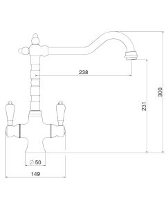Franke Cotswold Twin Lever Sink Mixer Brushed Brass