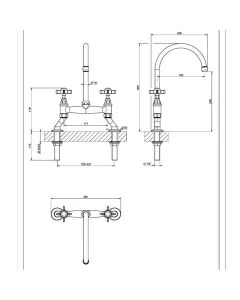 Cottage Bridge Sink Mixer Brushed Bronze