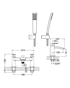 Flow Bath Shower Mixer With Kit