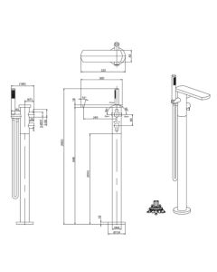 Wisp Floor Thermostatic Bath Shower Mixer Matt Black