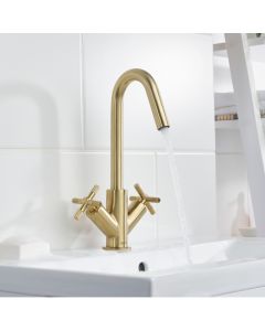 Cruzar Basin Mixer with Clicker Waste Brushed Brass