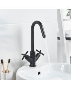 Cruzar Basin Mixer with Clicker Waste Matt Black