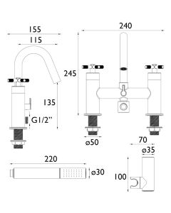 Cruzar Bath Shower Mixer Chrome
