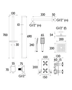 Cruzar 2-Way Recessed Shower Valve Kit Brushed Brass