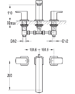 Dekka Three Hole Bath Filler