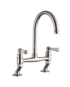 Dephini Bridge Sink Mixer Brushed Nickel