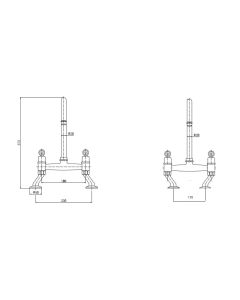 Dephini Bridge Sink Mixer Brushed Nickel