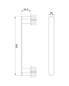 Round 340mm Towel Bar Matt Black