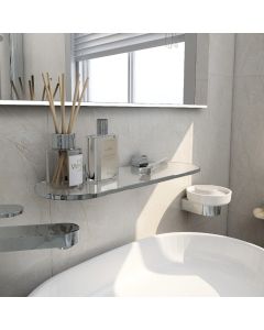 Round 395mm Glass Shelf Chrome