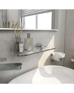 Round 395mm Glass Shelf Chrome