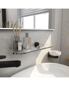 Round 395mm Glass Shelf Matt Black