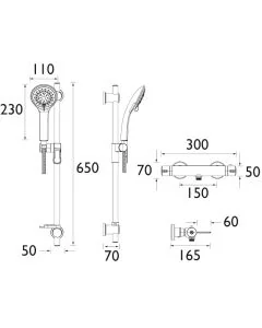 Design Utility Lever Thermostatic Exposed Bar Valve with Riser Rail