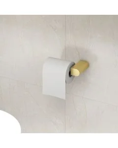 Round Toilet Roll Holder Brushed Brass