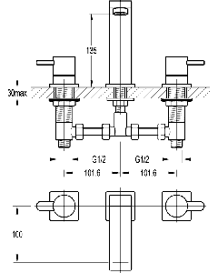 Essence Three Hole Basin Mixer with Clicker Waste