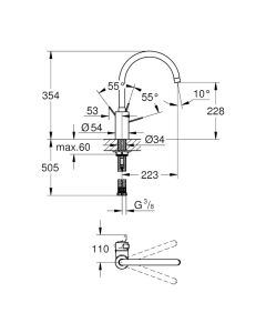 Grohe Eurosmart Cosmopolitan Single Lever Sink Mixer Chrome 32843000