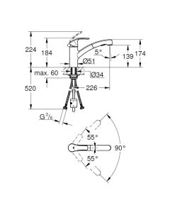 Grohe Eurosmart Cosmopolitan Single Lever Sink Mixer Steel 30305DC0