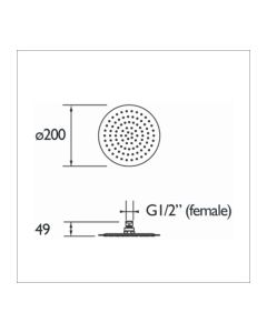 200mm Slimline Round Head