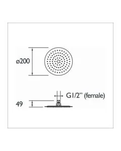 200mm Slimline Round Head