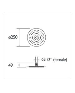 Round 250mm Slimline Shower Head