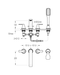 Fusion 4-Hole Bath Shower Mixer Chrome