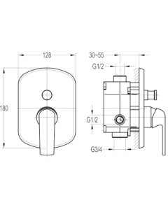 Fusion Concealed Manual Shower Mixer 2-Way Chrome
