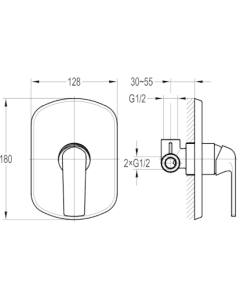 Fusion Concealed Manual Shower Mixer Large Plate Chrome