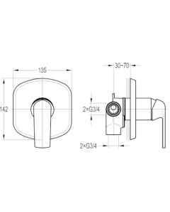 Fusion Concealed Manual Shower Mixer Small Plate Chrome