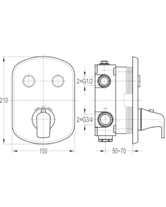 Fusion GoClick Concealed 2-Way Thermo Mixer Chrome