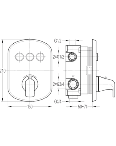 Fusion GoClick Concealed 3-Way Thermo Mixer Chrome
