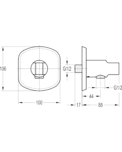 Fusion Wall Outlet Elbow with Handset Holder