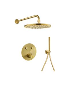 GoClick Round 2-Way Fixed Head & Handshower Kit Brushed Gold