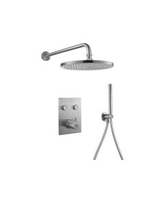 GoClick Square 2-Way Fixed Head & Handshower Kit Brushed Nickel