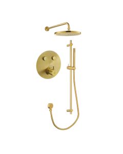 GoClick Round 2-Way Fixed Head & Sliderail Kit Brushed Gold